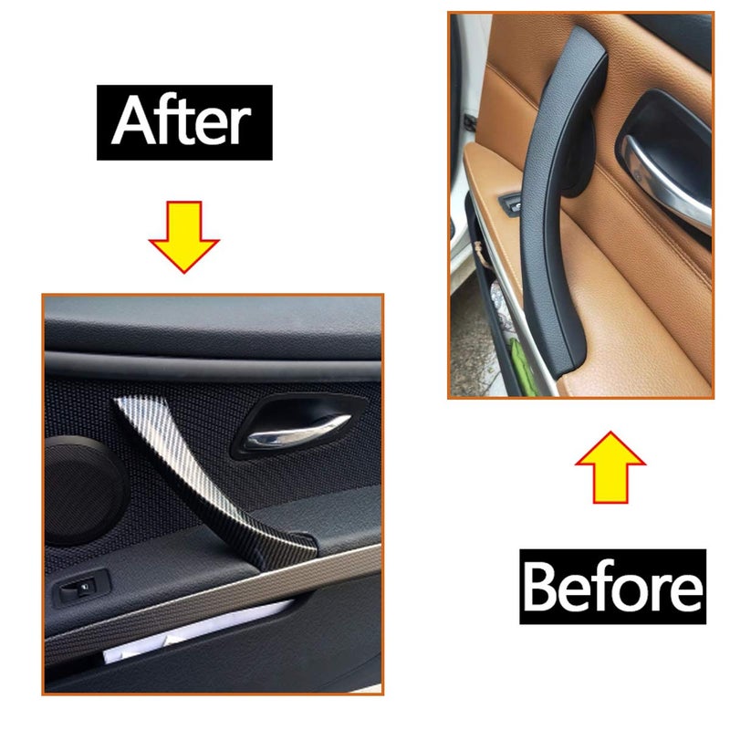 Moonlinks Compatible with BMW 3 Series E90 E91 E92 E93 Carbon Fiber Door Handle,Right Front/Rear Passenger Side Door Handle Covers Set(Compatible with BMW 323 325 328 330 335) (Carbon Fiber Pattern) - Image 3
